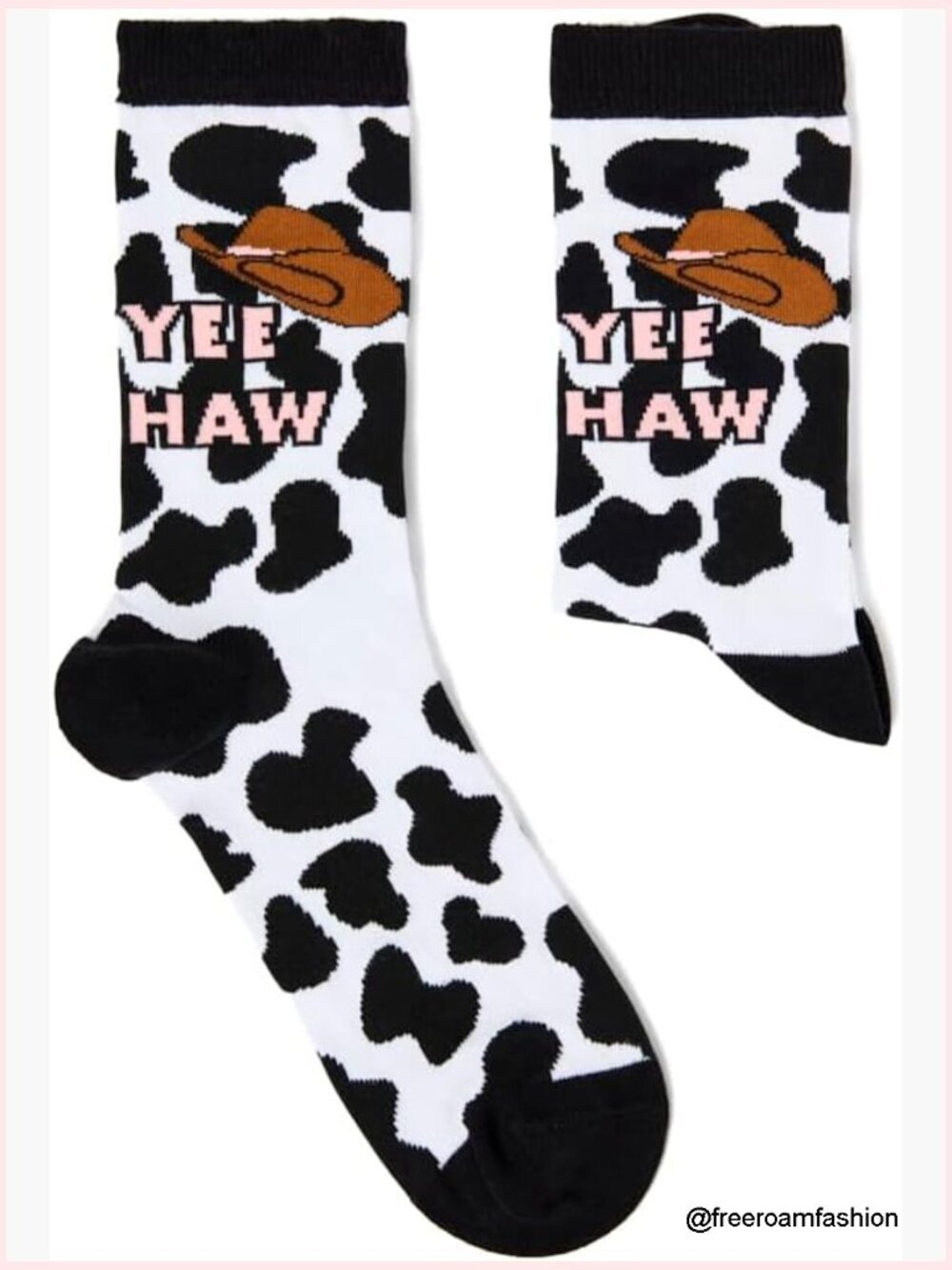 Funny Cowgirl Socks with YEE HAW Print Novelty Crew Socks